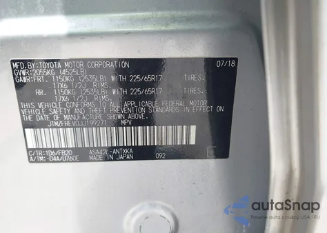 2018 Toyota Rav4 Le из США, поврежденный, VIN JTMZFREV0JJ199271